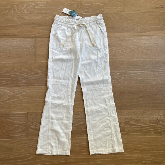 ROXY Oceanside Linen Blend White Pants XS - Picture 3 of 8
